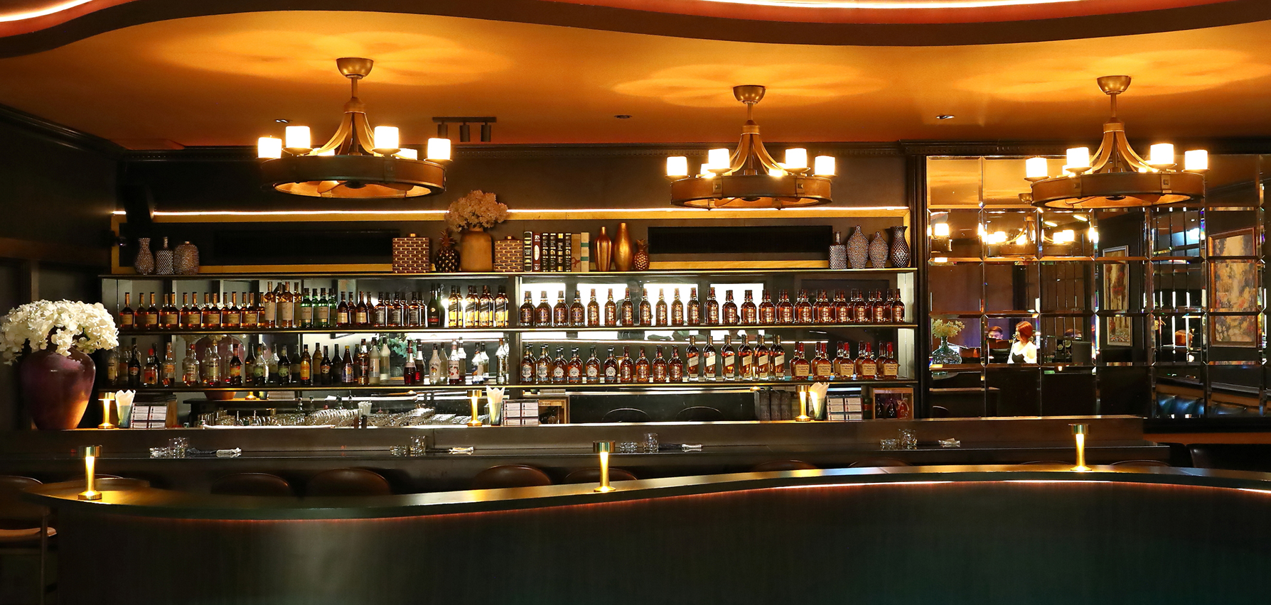 2nd floor counter bar with ambient lighting